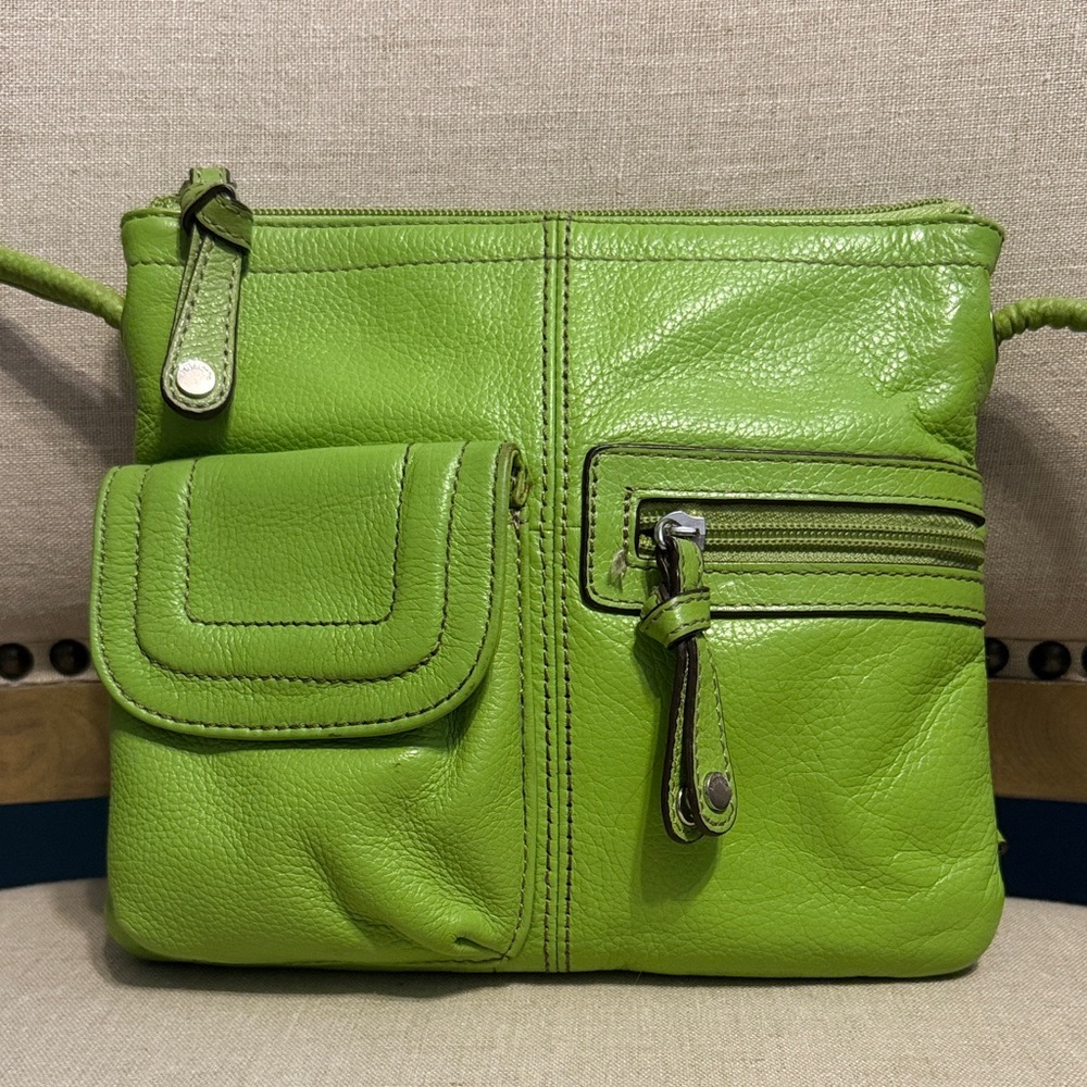 Tignanello Vibrant Green Leather Crossbody Bag